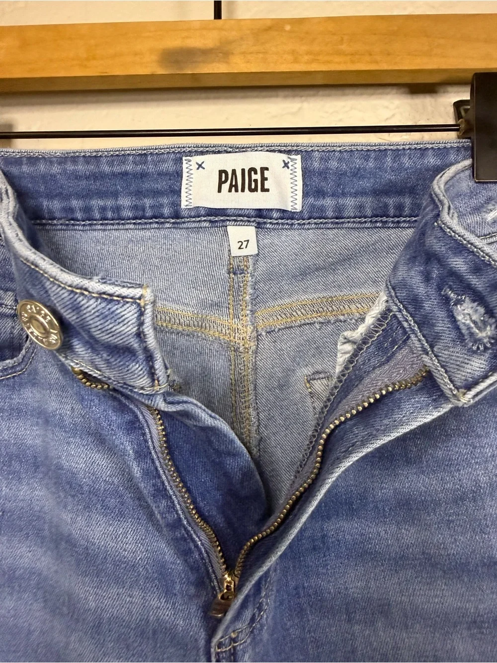 PAIGE Collette Crop Flare Jeans in Light-to-Mid Blue